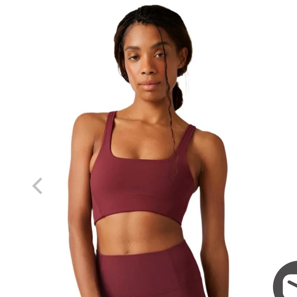 Free People Movement Women's Never Better Burgundy Square Neck Sports Bra - L